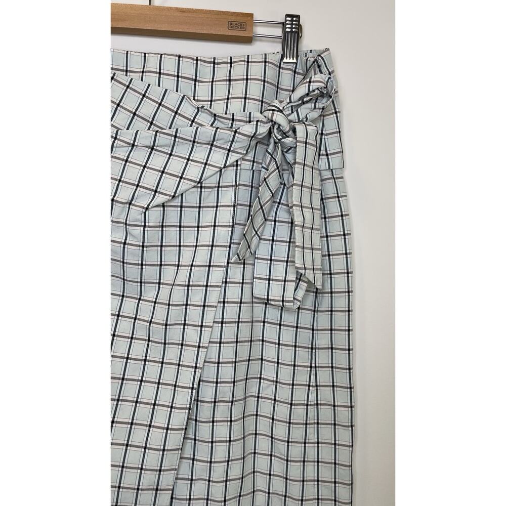 Tibi Elliot Checked Wrap Asymmetrical Viscose Blend Banded Waist Skirt Size 10 - Picture 6 of 12